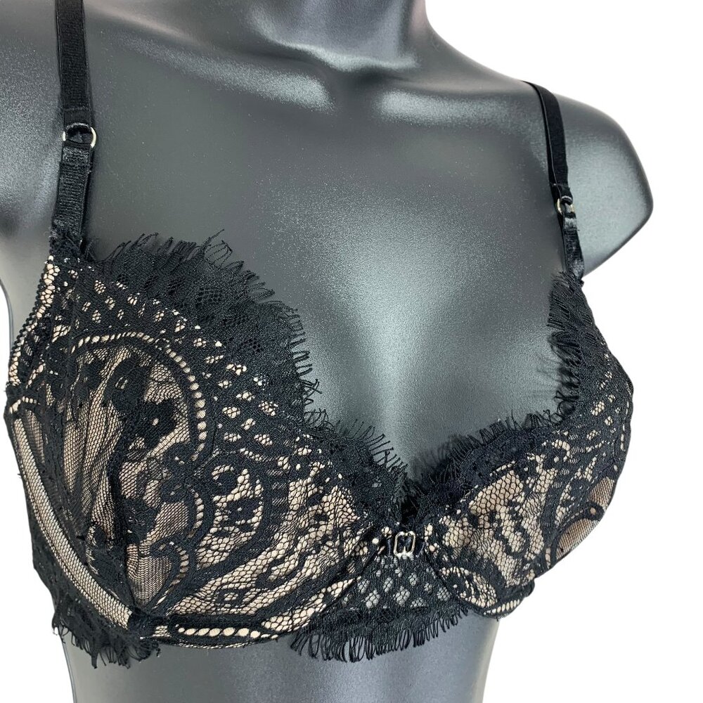 Ann Summers Elegant Black and champagne  Lace Bra size 32DD
